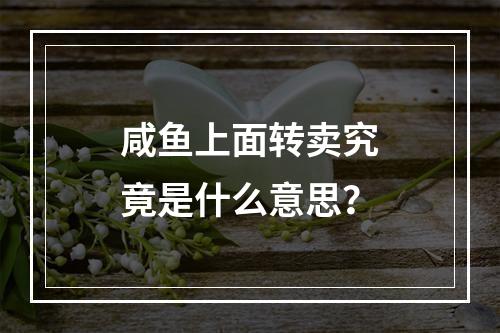 咸鱼上面转卖究竟是什么意思?