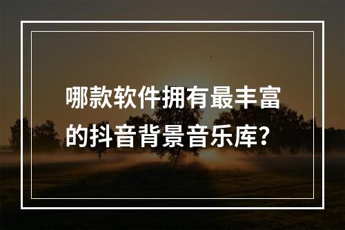 哪款软件拥有最丰富的抖音背景音乐库?