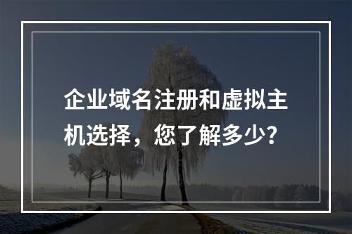 企业域名注册和虚拟主机选择,您了解多少?
