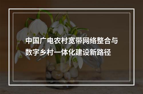 中国广电农村宽带网络整合与数字乡村一体化建设新路径