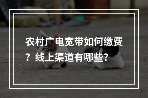 农村广电宽带如何缴费？线上渠道有哪些？