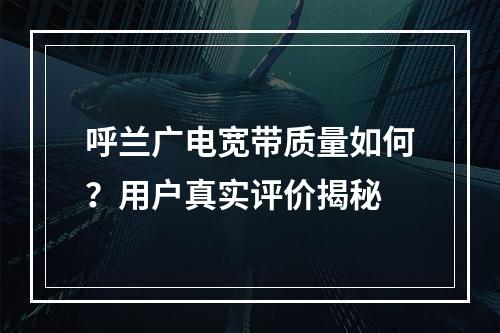 呼兰广电宽带质量如何？用户真实评价揭秘