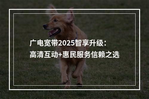 广电宽带2025智享升级：高清互动+惠民服务信赖之选
