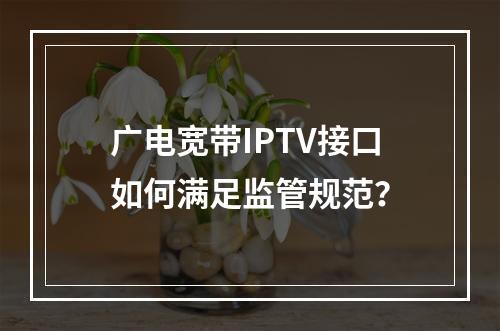 广电宽带IPTV接口如何满足监管规范？