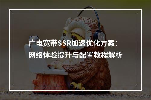 广电宽带SSR加速优化方案：网络体验提升与配置教程解析