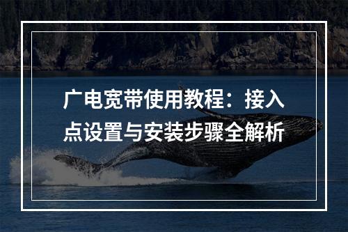广电宽带使用教程：接入点设置与安装步骤全解析