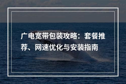 广电宽带包装攻略：套餐推荐、网速优化与安装指南