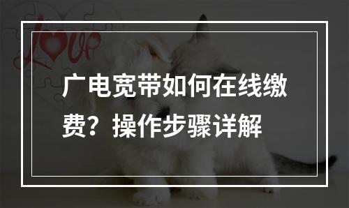 广电宽带如何在线缴费？操作步骤详解
