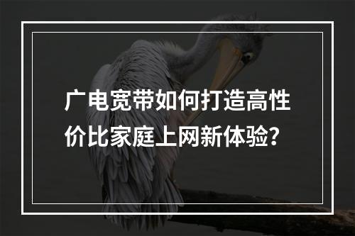 广电宽带如何打造高性价比家庭上网新体验？