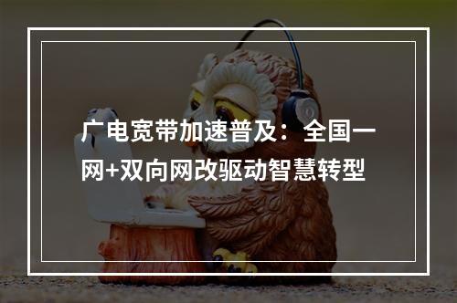 广电宽带加速普及：全国一网+双向网改驱动智慧转型