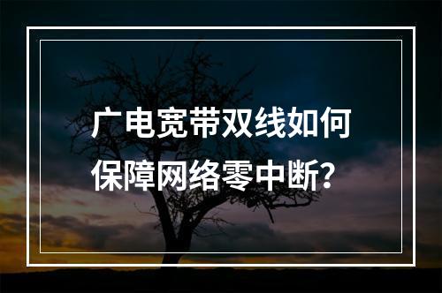 广电宽带双线如何保障网络零中断？