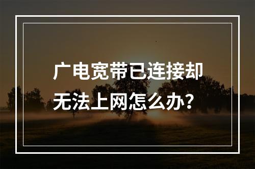 广电宽带已连接却无法上网怎么办？
