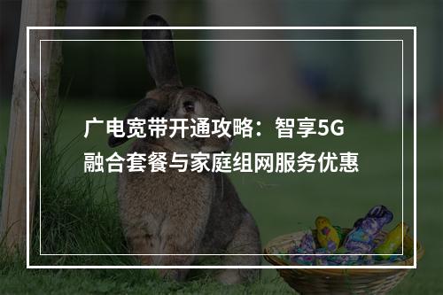 广电宽带开通攻略：智享5G融合套餐与家庭组网服务优惠