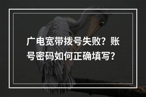 广电宽带拨号失败？账号密码如何正确填写？