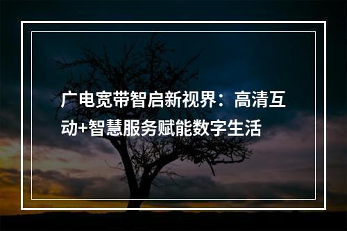广电宽带智启新视界：高清互动+智慧服务赋能数字生活
