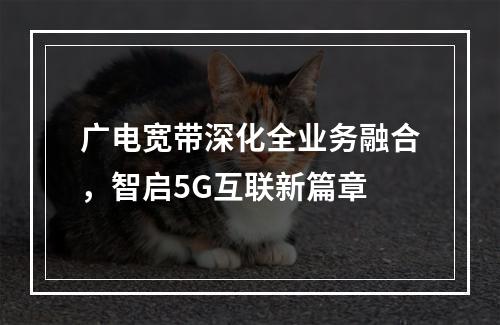 广电宽带深化全业务融合，智启5G互联新篇章