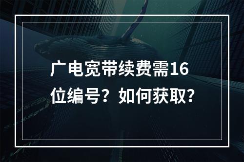 广电宽带续费需16位编号？如何获取？