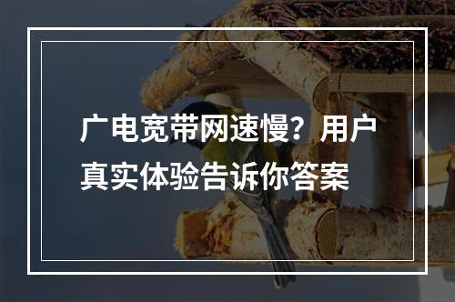 广电宽带网速慢？用户真实体验告诉你答案