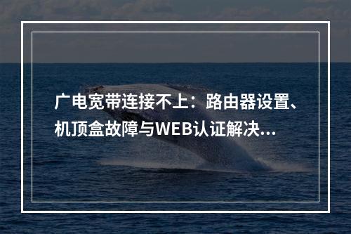 广电宽带连接不上：路由器设置、机顶盒故障与WEB认证解决指南