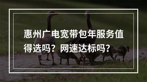 惠州广电宽带包年服务值得选吗？网速达标吗？