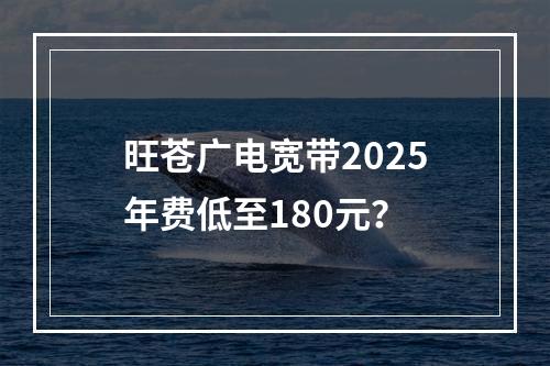 旺苍广电宽带2025年费低至180元？