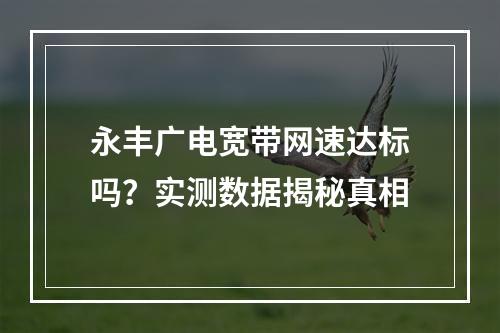 永丰广电宽带网速达标吗？实测数据揭秘真相