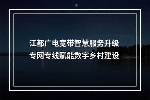 江都广电宽带智慧服务升级 专网专线赋能数字乡村建设