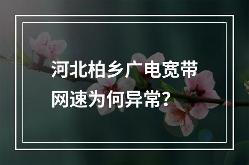 河北柏乡广电宽带网速为何异常？