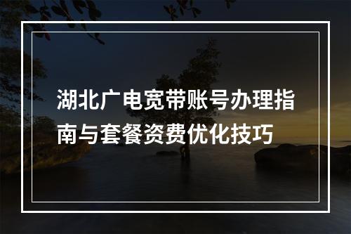 湖北广电宽带账号办理指南与套餐资费优化技巧