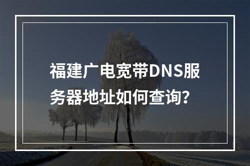 福建广电宽带DNS服务器地址如何查询？