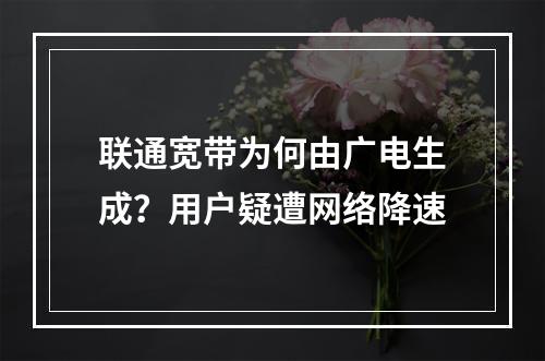联通宽带为何由广电生成？用户疑遭网络降速