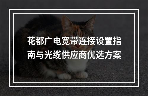 花都广电宽带连接设置指南与光缆供应商优选方案