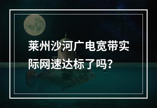 莱州沙河广电宽带实际网速达标了吗？