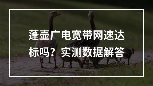 蓬壶广电宽带网速达标吗？实测数据解答