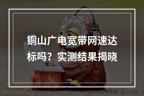 铜山广电宽带网速达标吗？实测结果揭晓