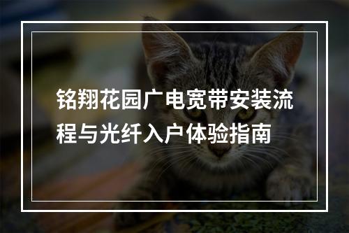 铭翔花园广电宽带安装流程与光纤入户体验指南