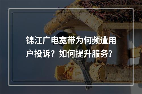 锦江广电宽带为何频遭用户投诉？如何提升服务？