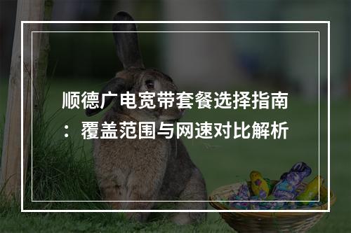 顺德广电宽带套餐选择指南：覆盖范围与网速对比解析