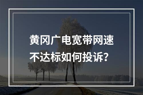 黄冈广电宽带网速不达标如何投诉？