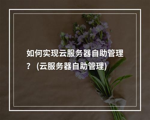 如何实现云服务器自助管理? (云服务器自助管理)