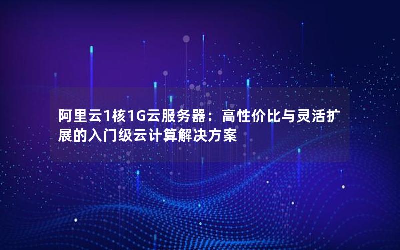 阿里云1核1G云服务器：高性价比与灵活扩展的入门级云计算解决方案