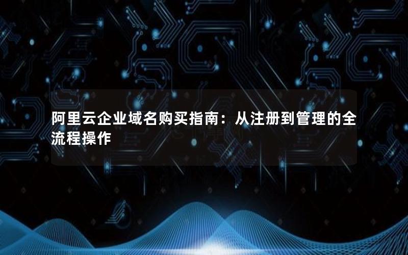 阿里云企业域名购买指南：从注册到管理的全流程操作