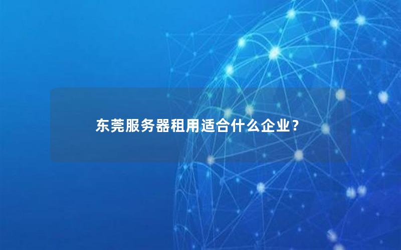 东莞服务器租用适合什么企业？