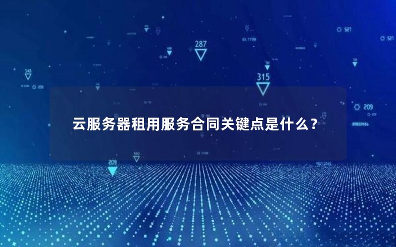 云服务器租用服务合同关键点是什么？