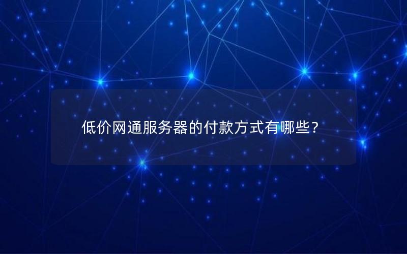 低价网通服务器的付款方式有哪些？