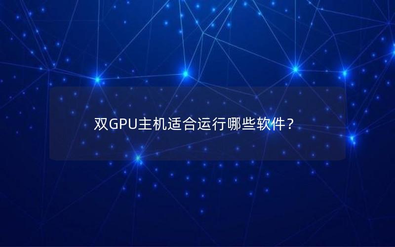 双GPU主机适合运行哪些软件？