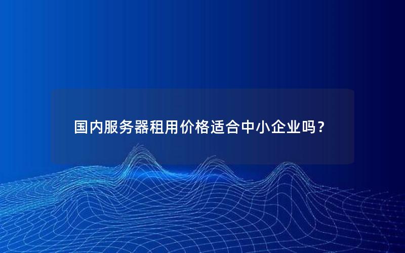 国内服务器租用价格适合中小企业吗？