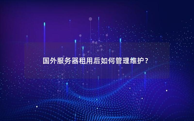 国外服务器租用后如何管理维护？