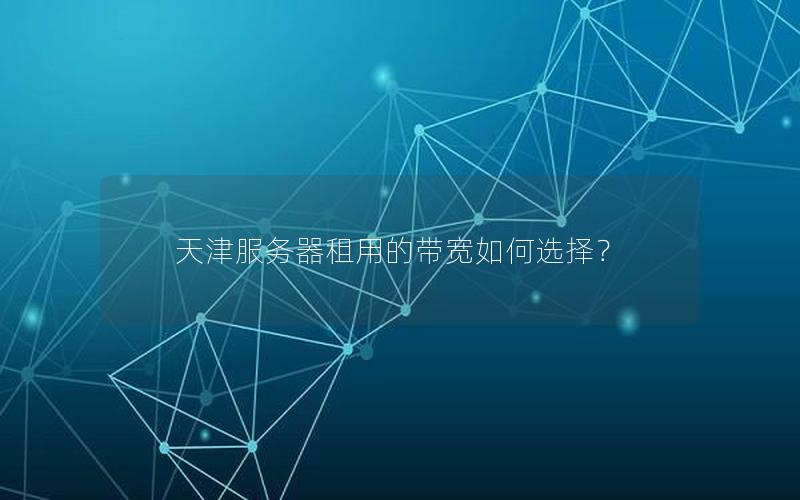 天津服务器租用的带宽如何选择？