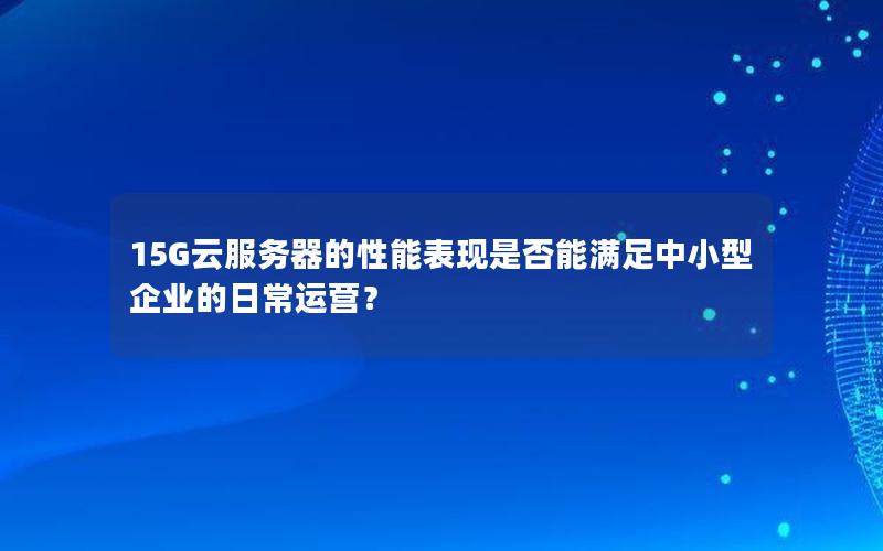 15G云服务器的性能表现是否能满足中小型企业的日常运营？